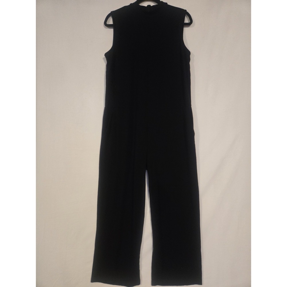 Eileen Fisher Jumpsuit Women's Medium Back Zip Sleeveless Mock Neck Black